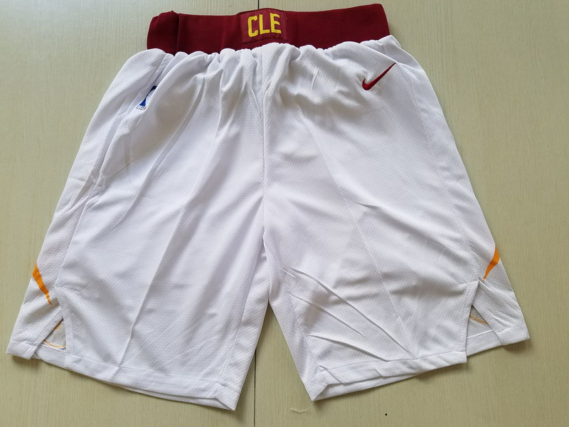 2018 Men NBA Nike Cleveland Cavaliers white shorts->cleveland cavaliers->NBA Jersey